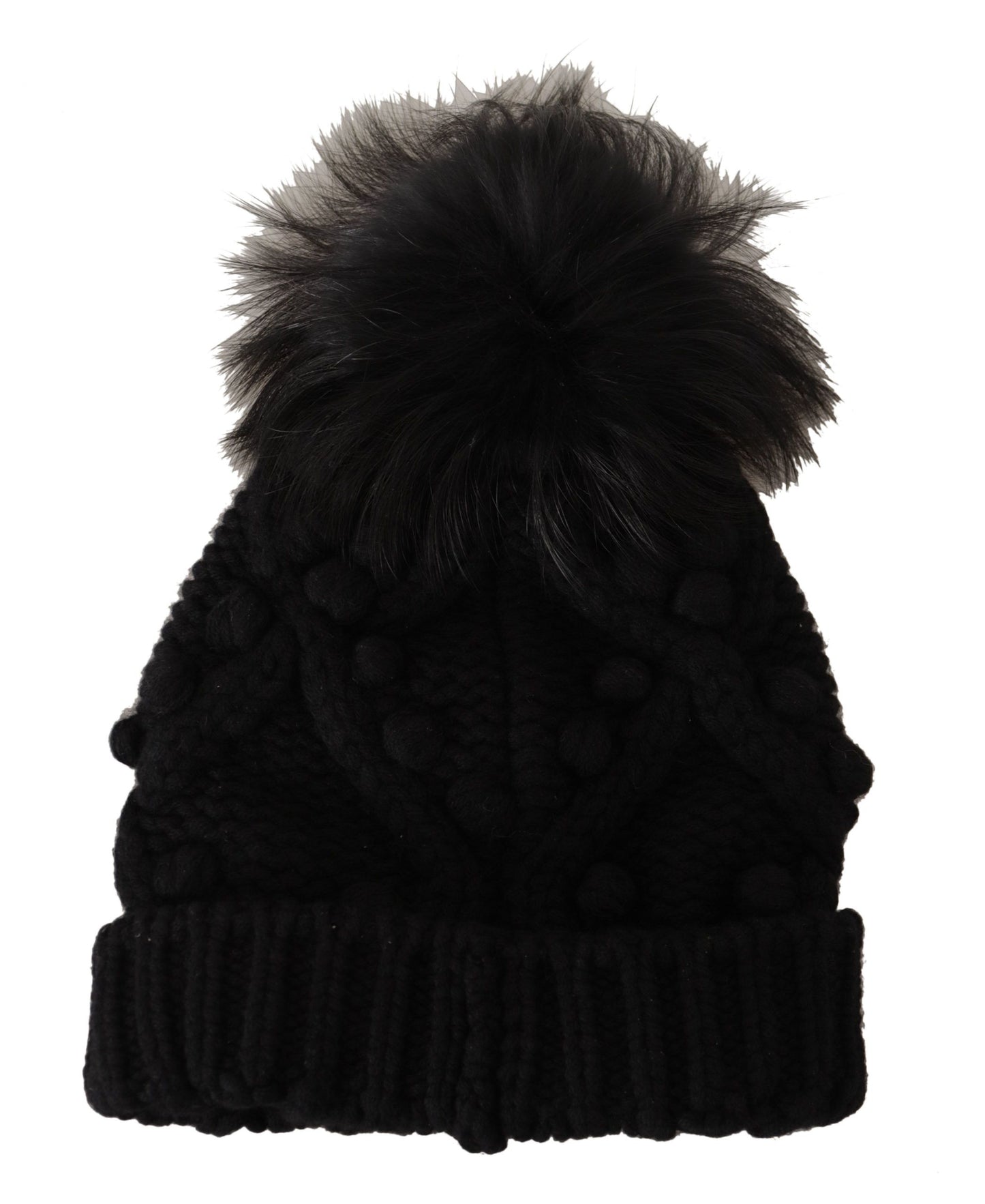 Dolce & Gabbana Elegant Cable Knit Cashmere Bobble Hat