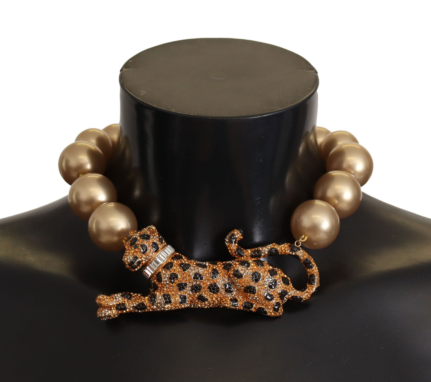 Dolce & Gabbana Golden Leopard Beaded Choker Necklace