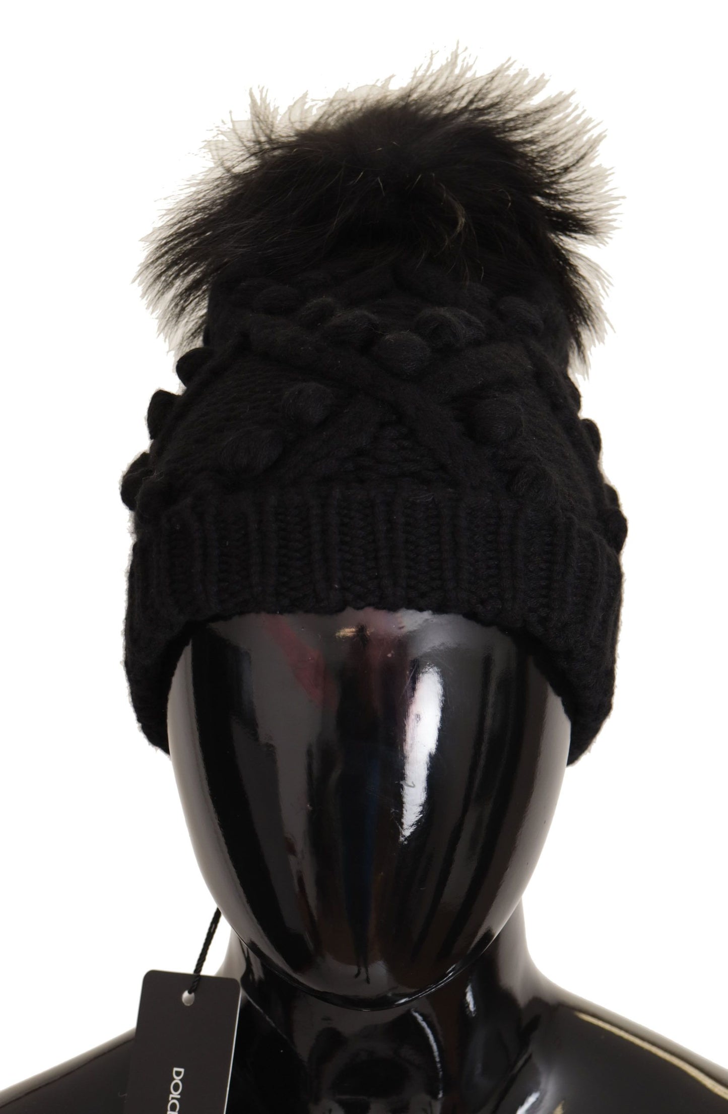 Dolce & Gabbana Elegant Cable Knit Cashmere Bobble Hat