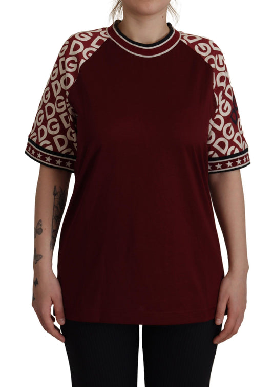 Dolce & Gabbana Bordeaux Jersey DG Mania Crew Neck Tee