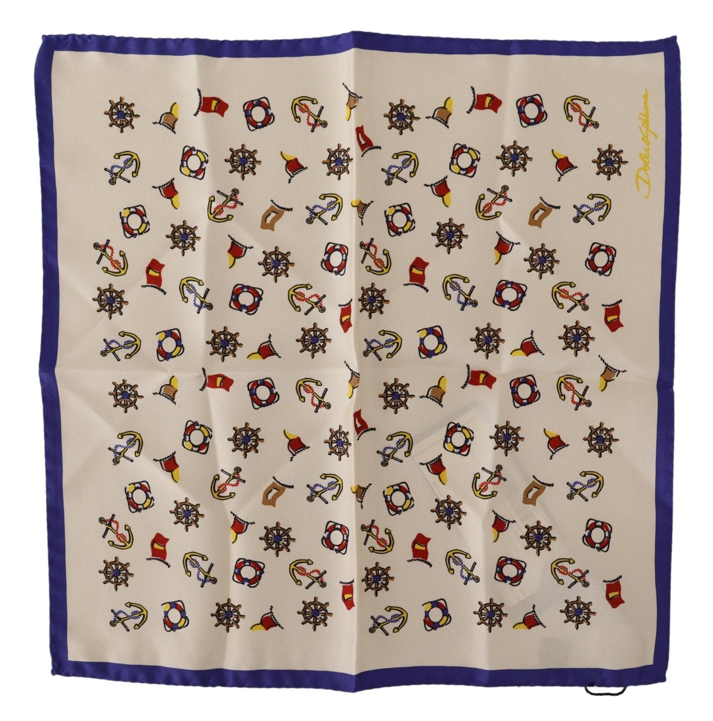 Dolce & Gabbana Silk Anchor Print Pocket Square