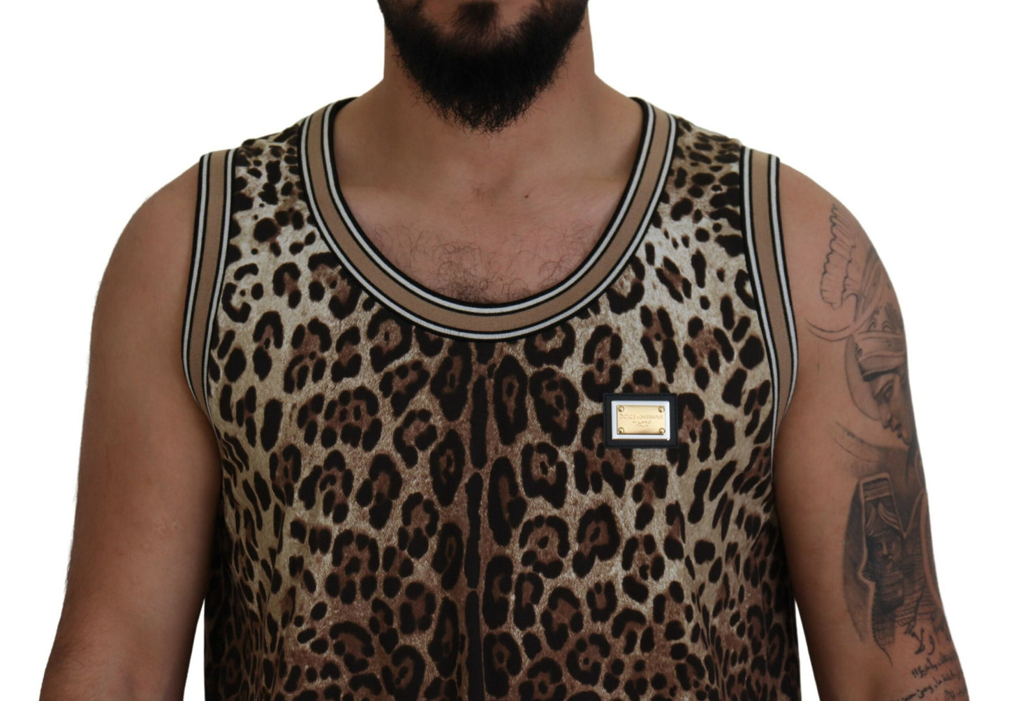 Dolce & Gabbana Leopard Print Sleeveless Cotton Tee