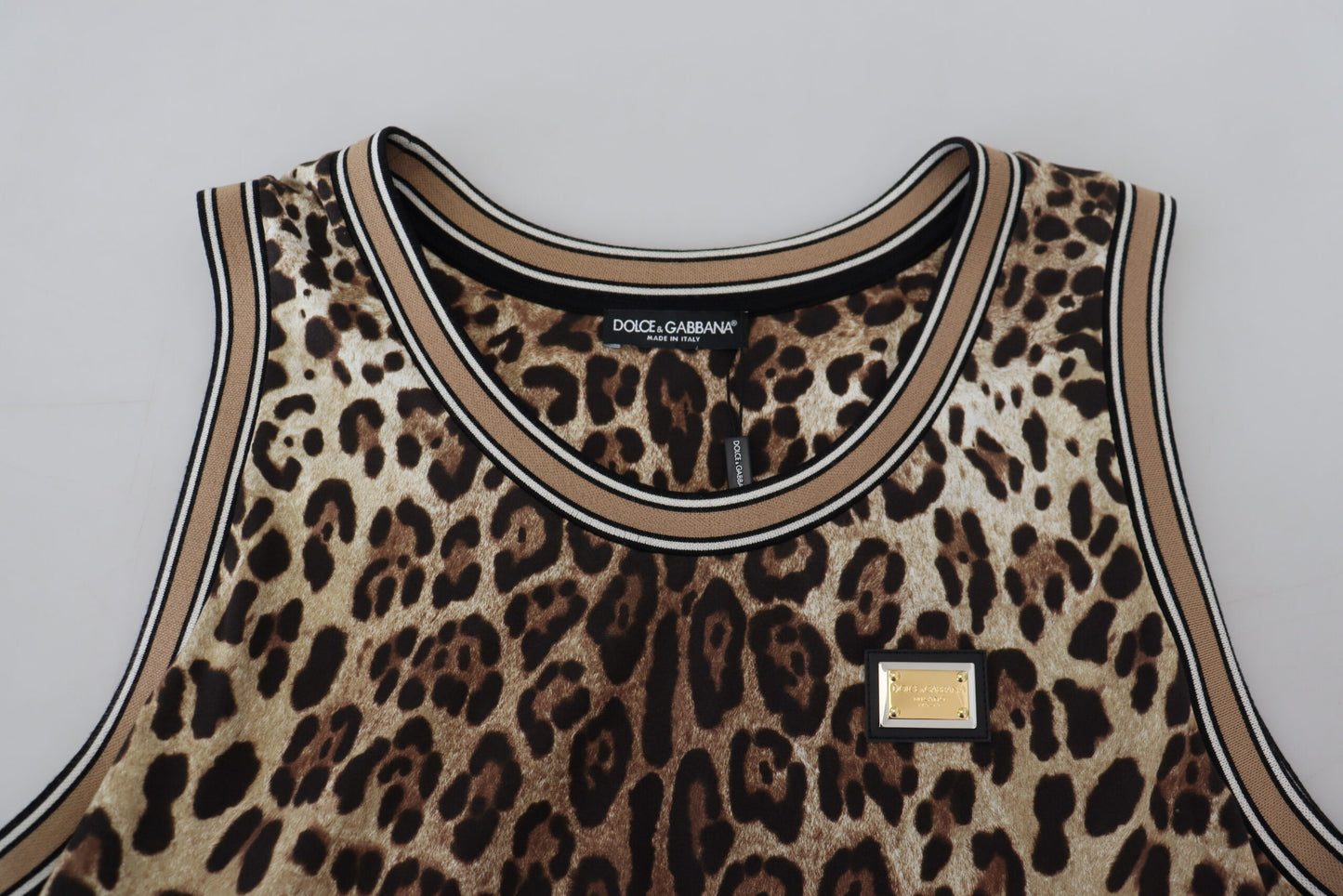 Dolce & Gabbana Leopard Print Sleeveless Cotton Tee