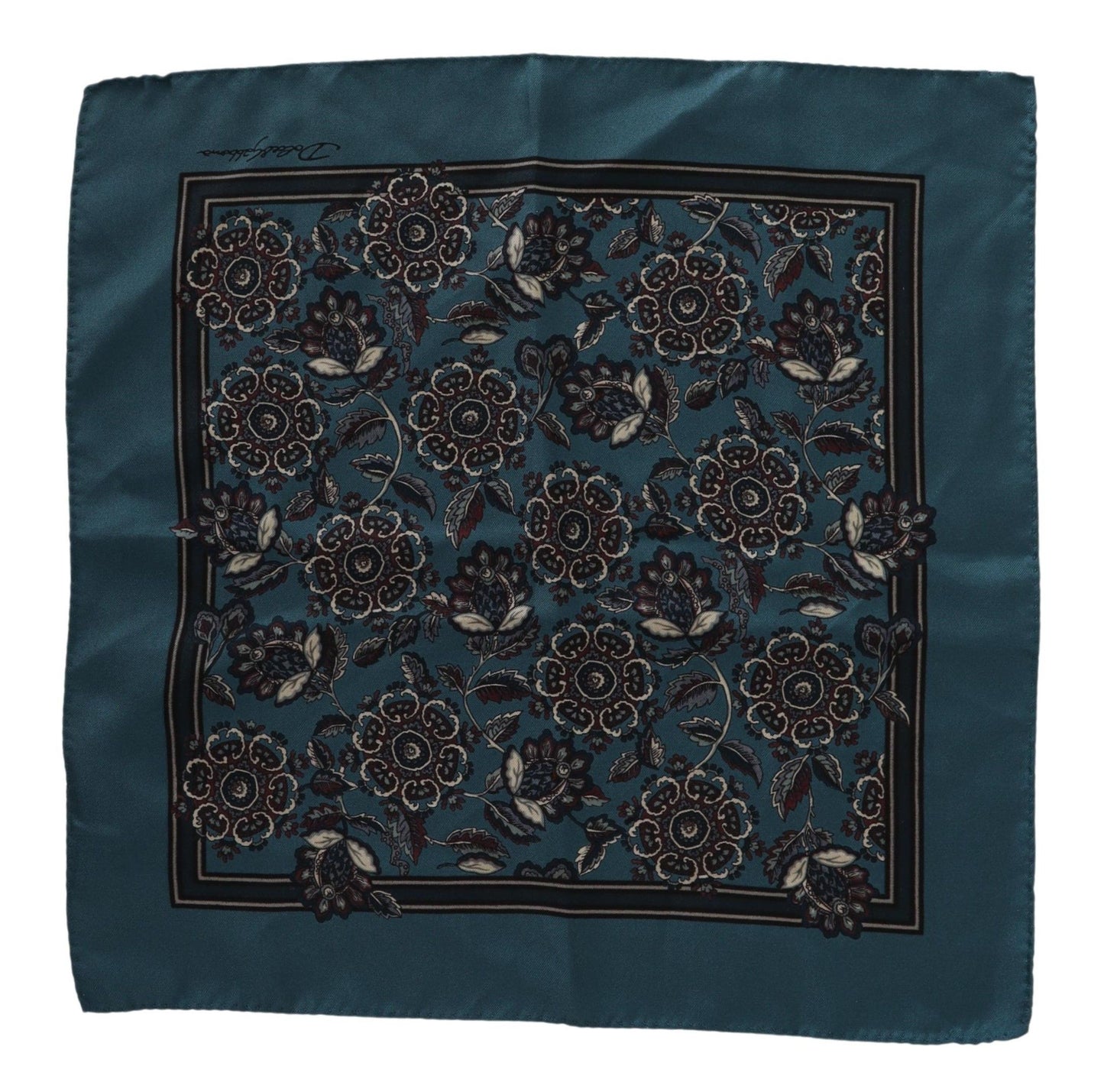 Dolce & Gabbana Blue Floral Silk Square Handkerchief Scarf