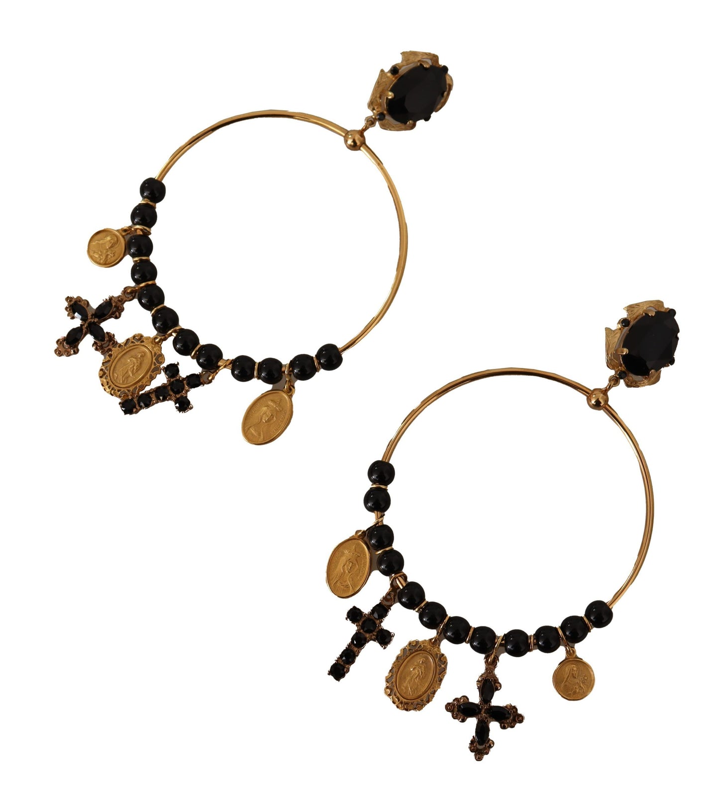 Dolce & Gabbana Elegant Gold Dangling Hoop Earrings