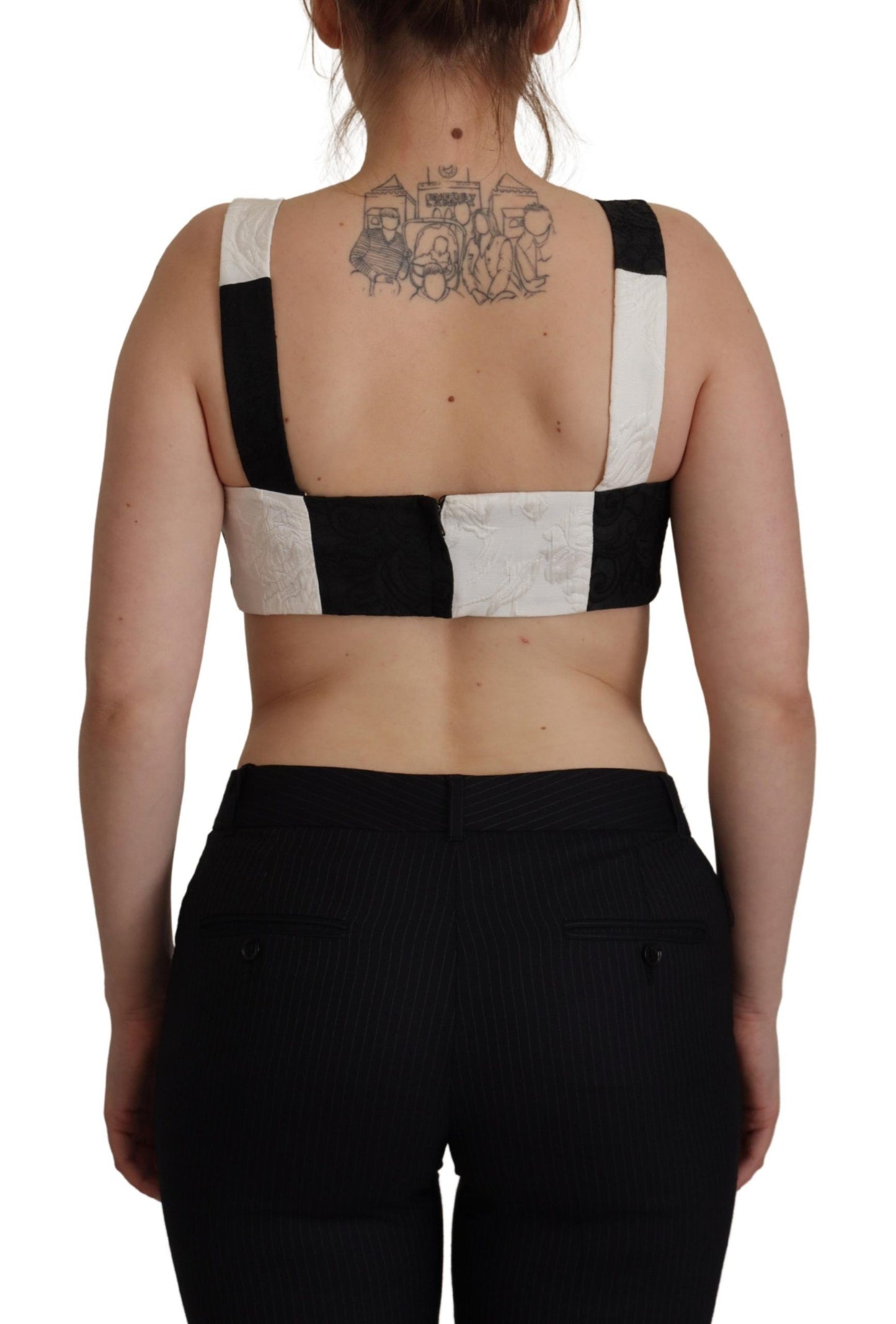 Dolce & Gabbana Black White Bustier Corset Sleeveless Top