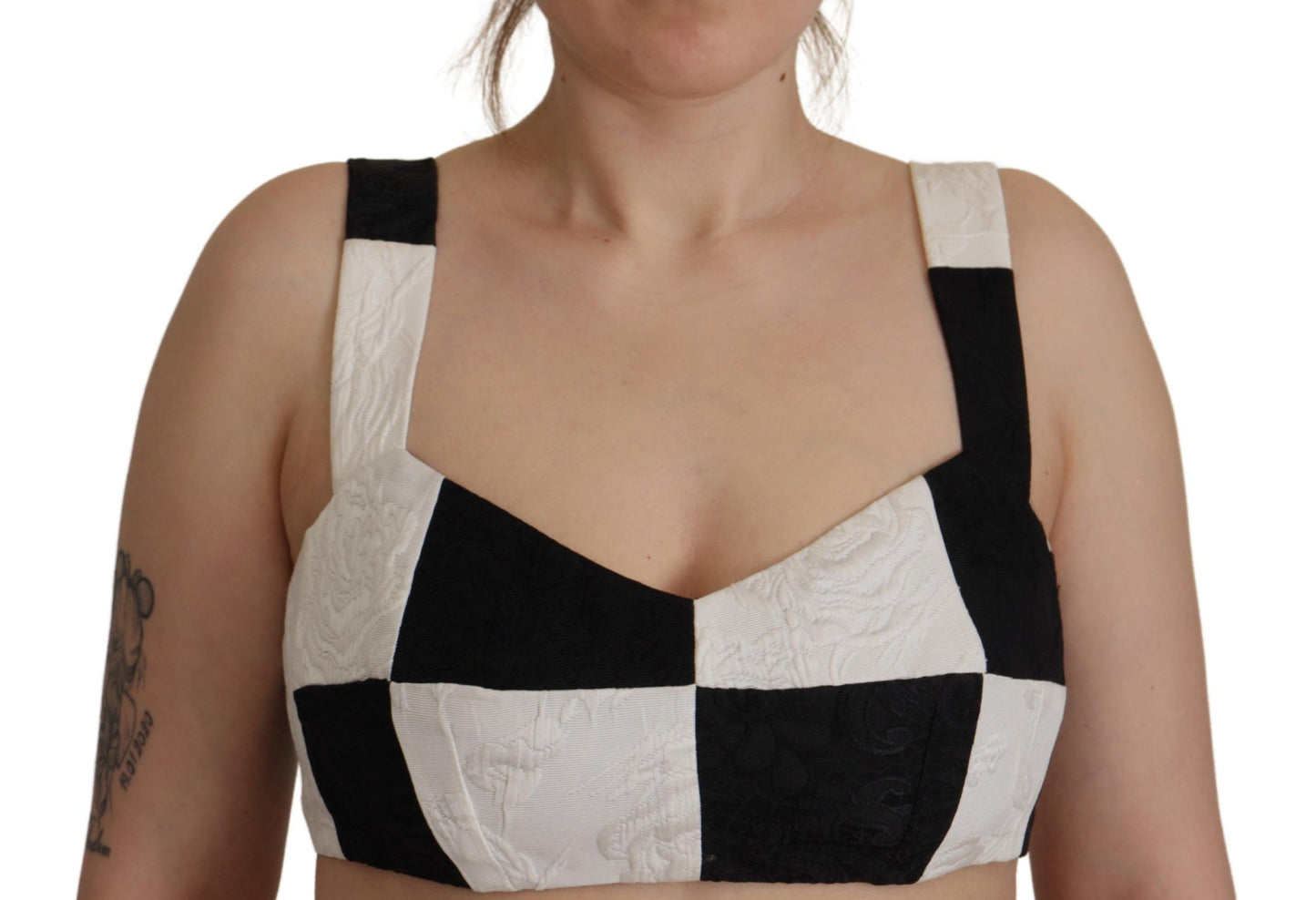 Dolce & Gabbana Black White Bustier Corset Sleeveless Top