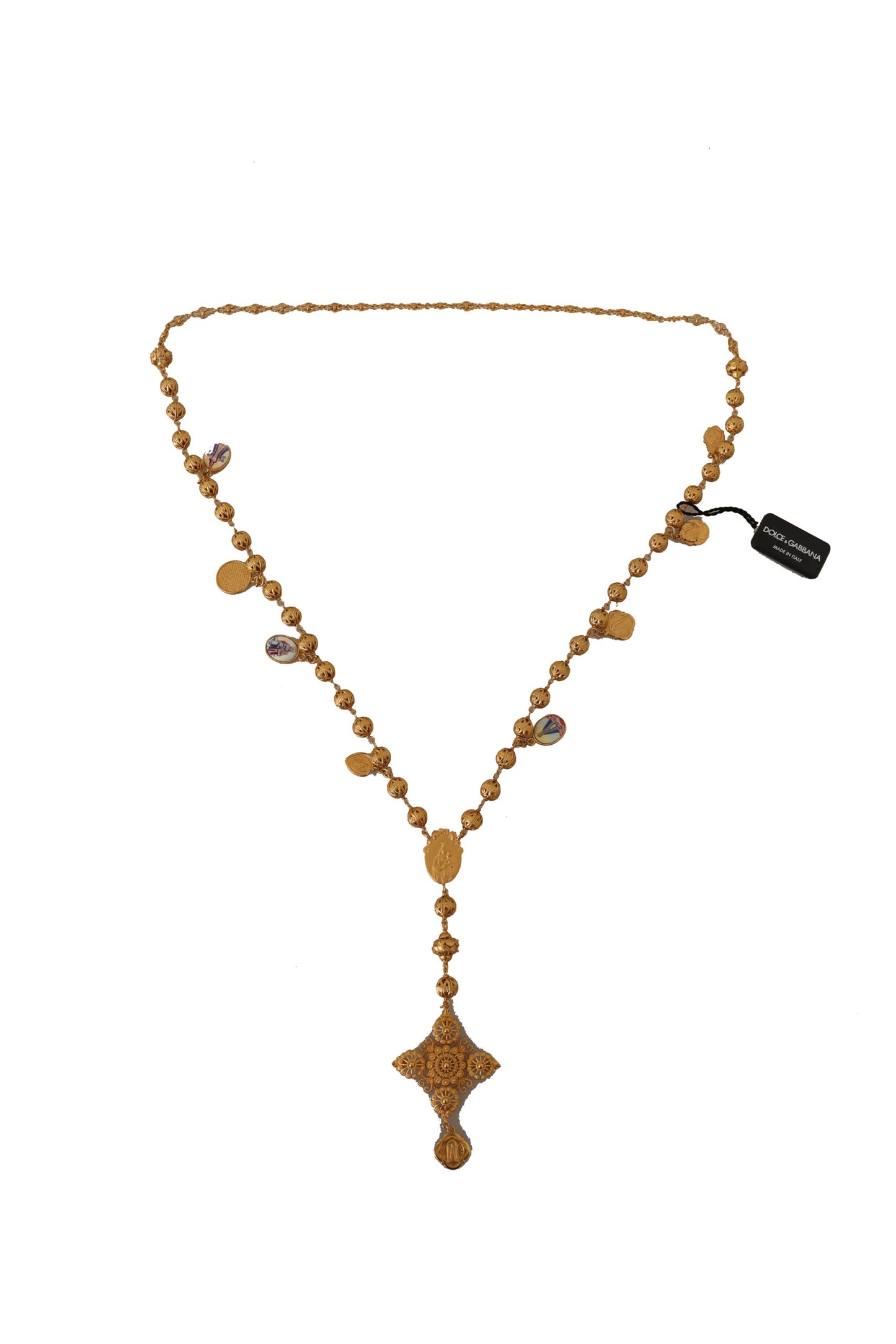 Dolce & Gabbana Elegant Gold Tone Cross Charm Necklace