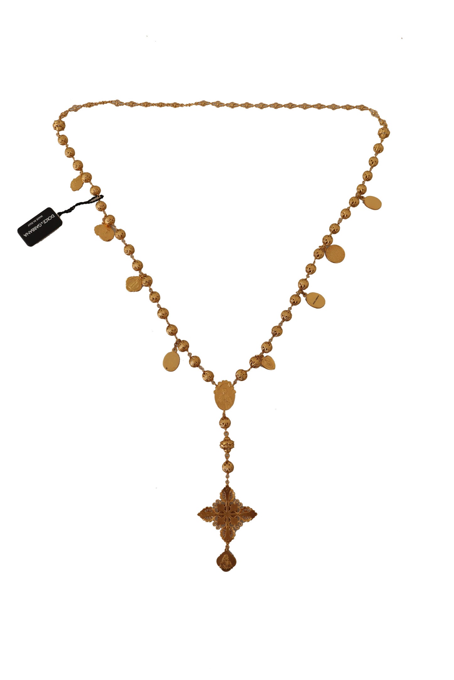 Dolce & Gabbana Elegant Gold Tone Cross Charm Necklace