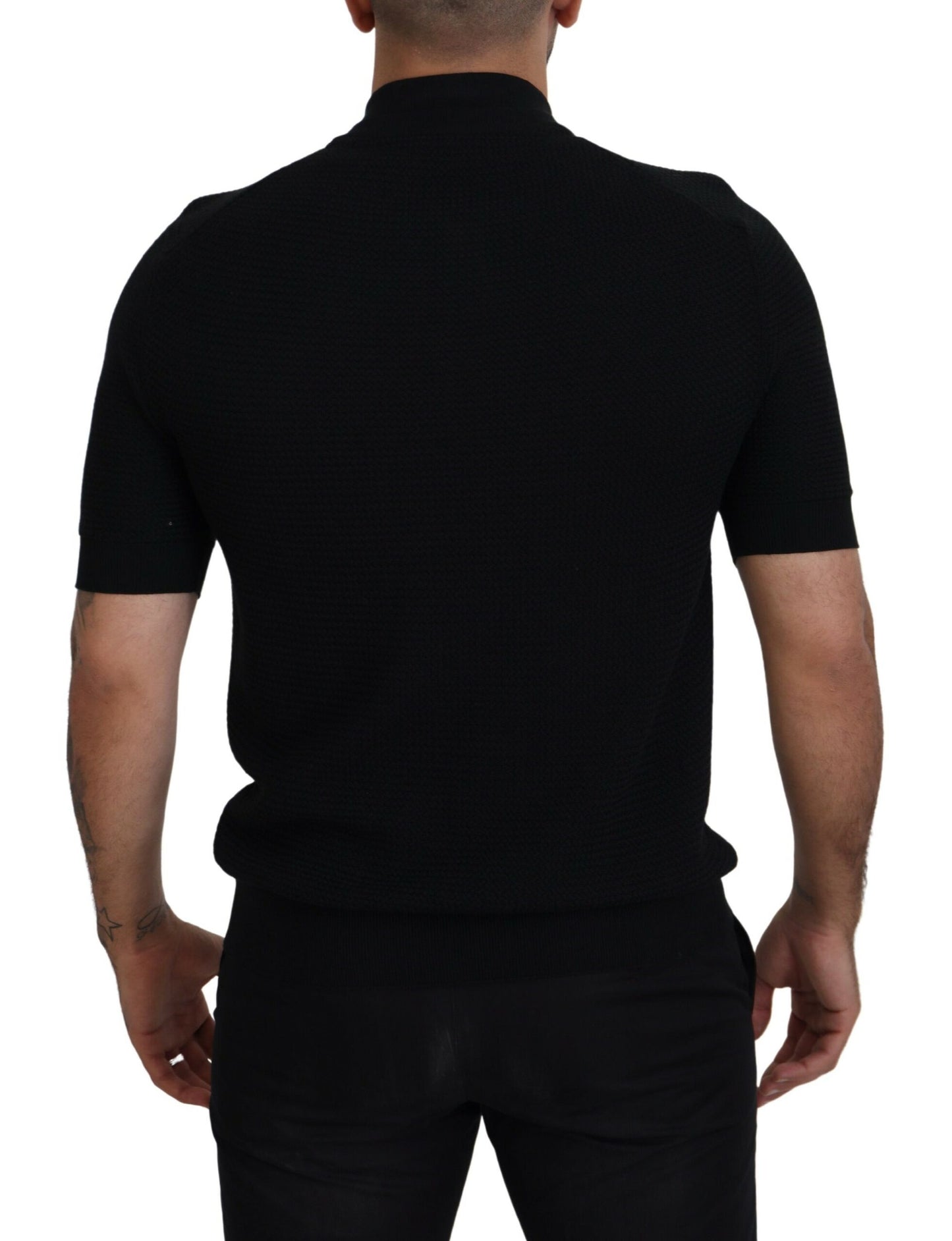 Dolce & Gabbana Elegant Black Mandarin Collar Tee