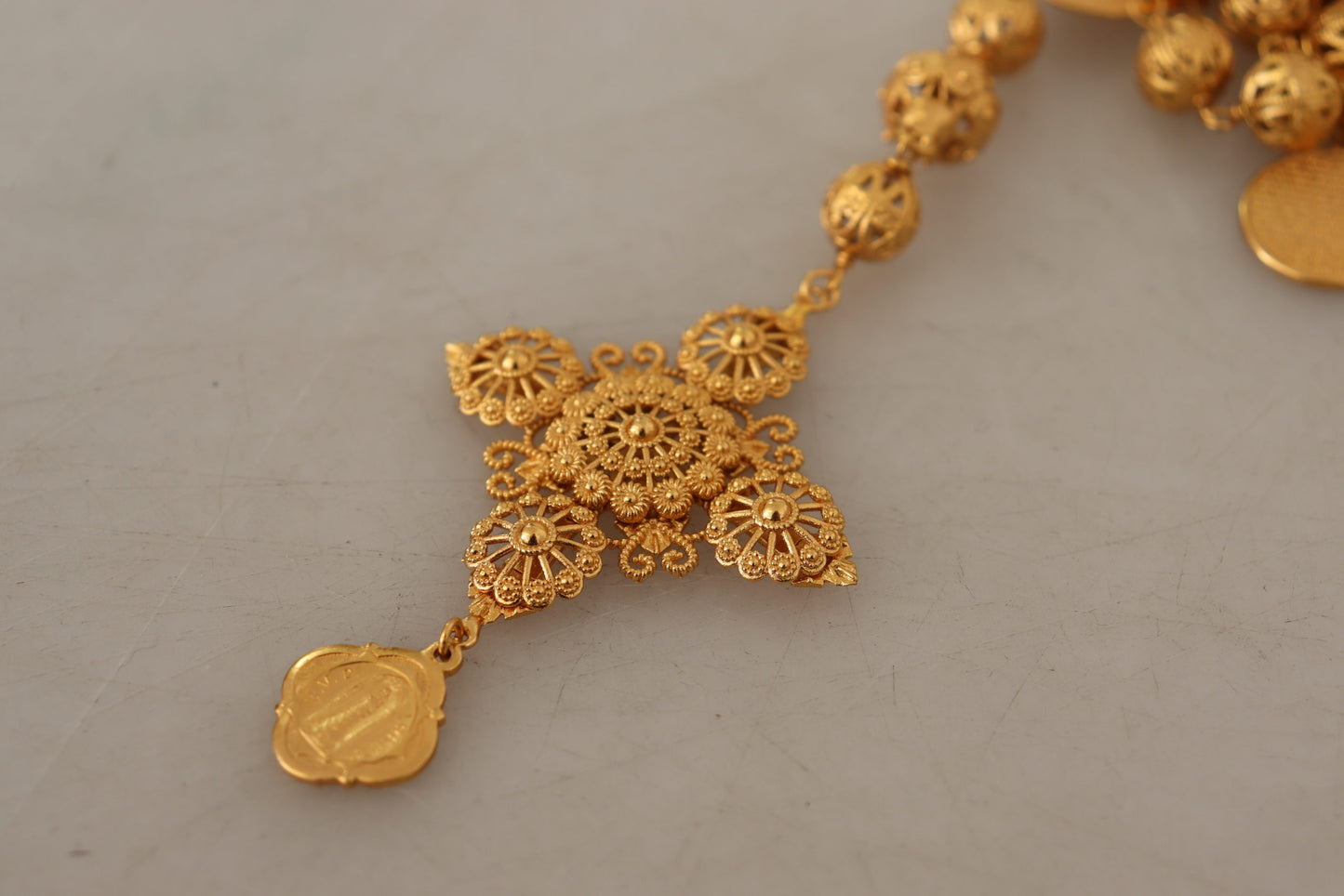 Dolce & Gabbana Elegant Gold Tone Cross Charm Necklace