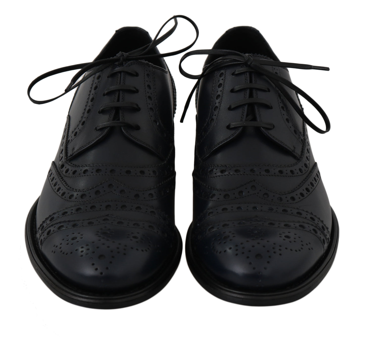 Dolce & Gabbana Elegant Dark Blue Leather Derby Shoes