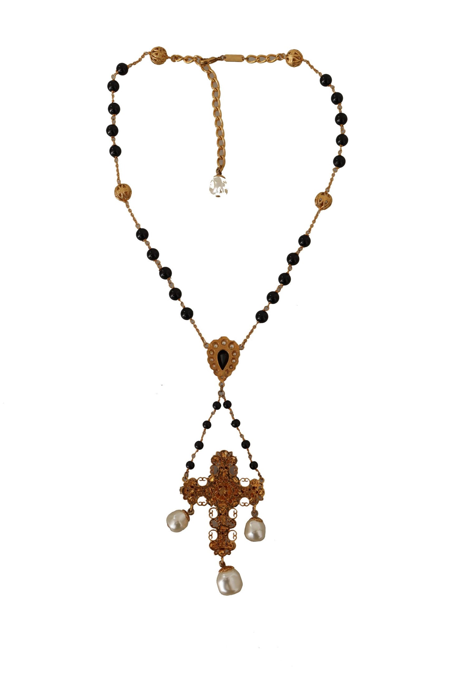 Dolce & Gabbana Elegant Charm Cross Necklace in Gold Tone