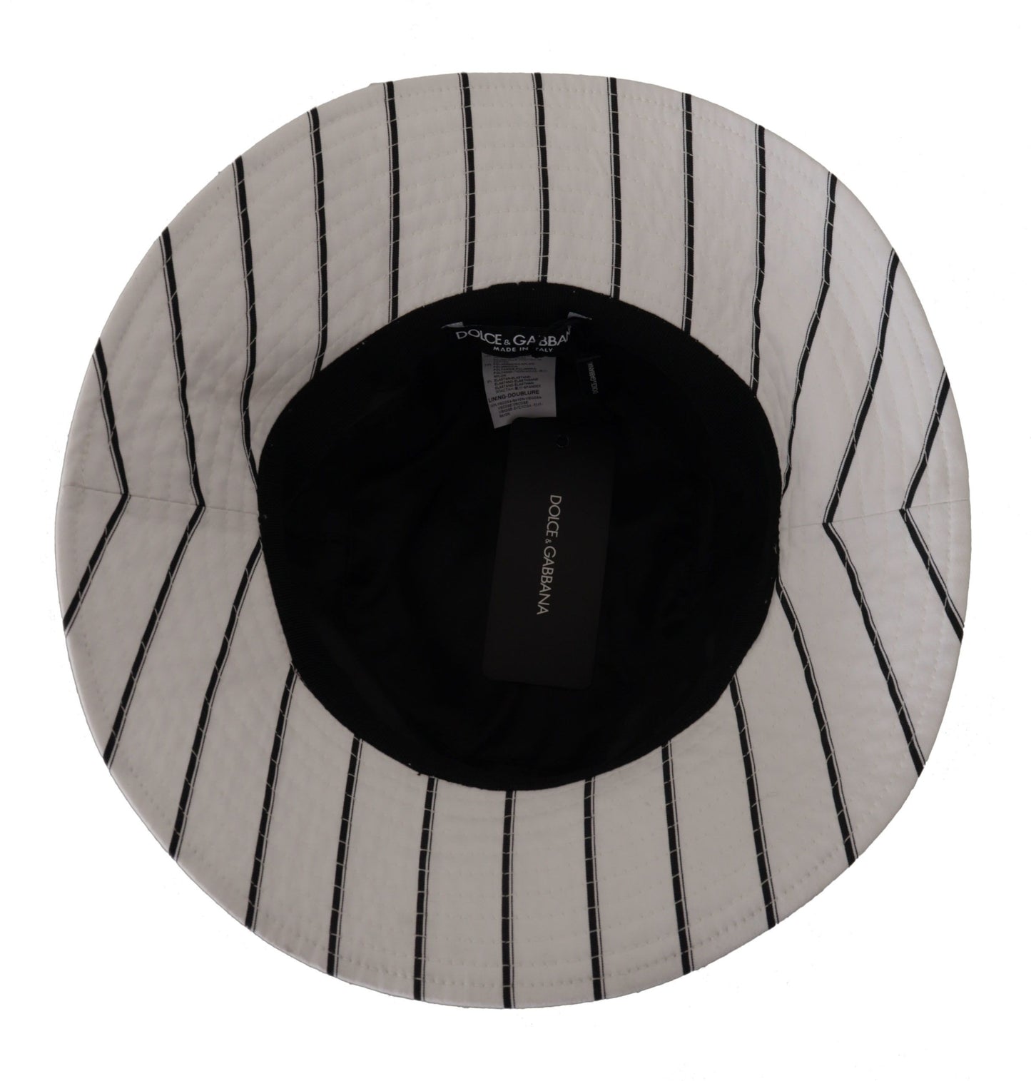 Dolce & Gabbana Elegant White Striped Bucket Hat