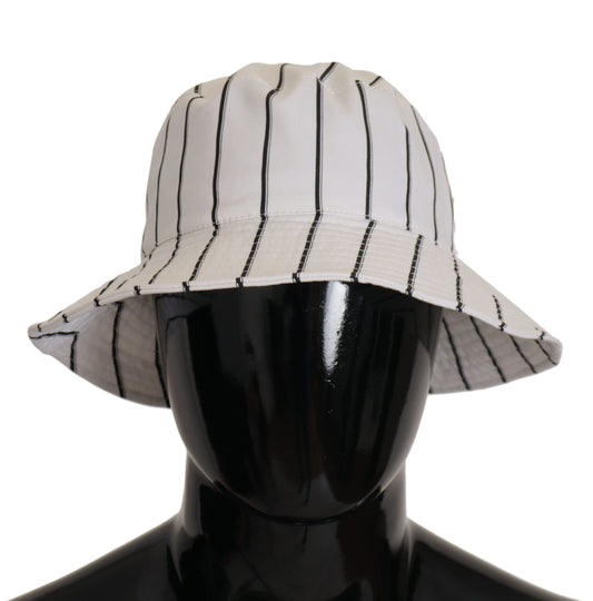 Dolce & Gabbana Elegant White Striped Bucket Hat