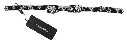 Dolce & Gabbana Elegant Black Silk Sicily Pattern Bow Tie