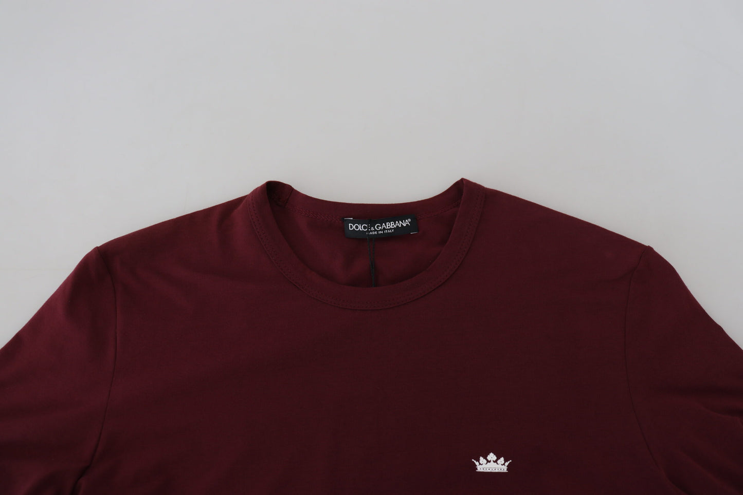 Dolce & Gabbana Maroon Cotton Crew Neck Casual Tee