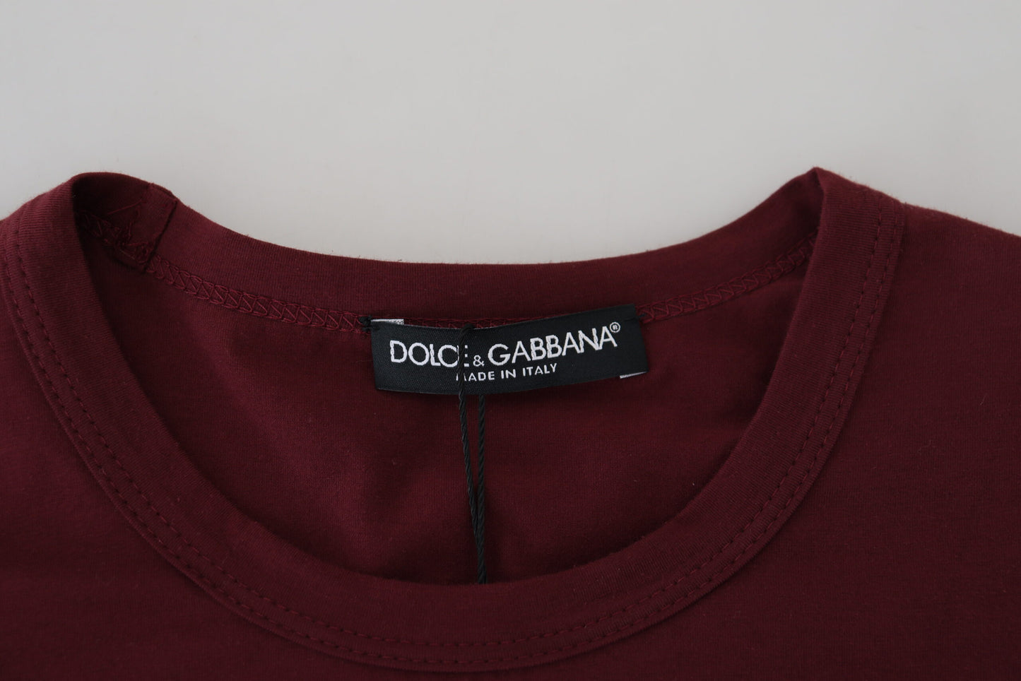 Dolce & Gabbana Maroon Cotton Crew Neck Casual Tee