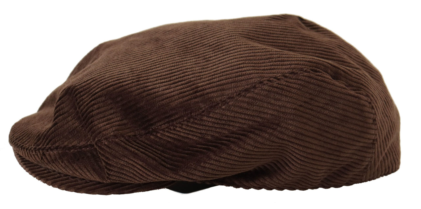 Dolce & Gabbana Brown Corduroy Cotton Newsboy Men Hat