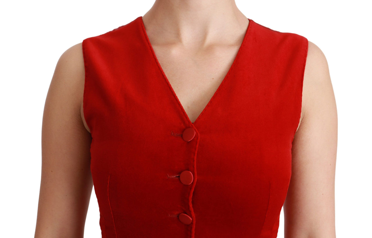 Dolce & Gabbana Red Sleeveless Waistcoat Cotton Top Vest