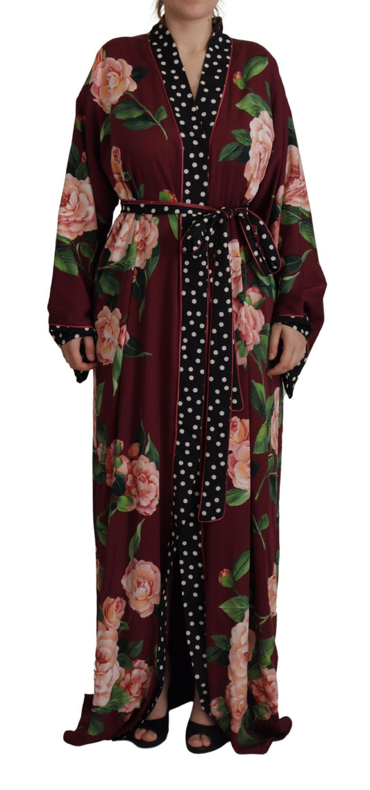 Dolce & Gabbana Elegant Bordeaux Silk Kaftan Robe