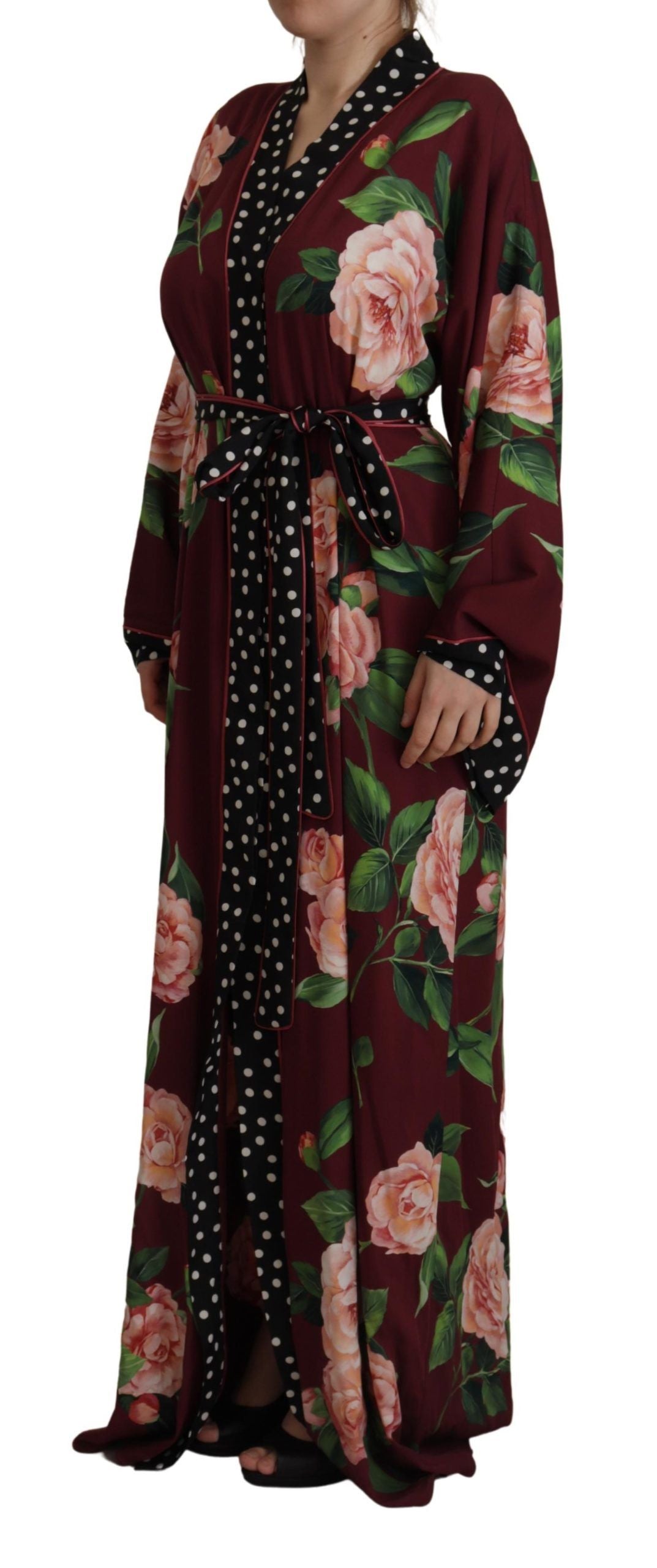 Dolce & Gabbana Elegant Bordeaux Silk Kaftan Robe