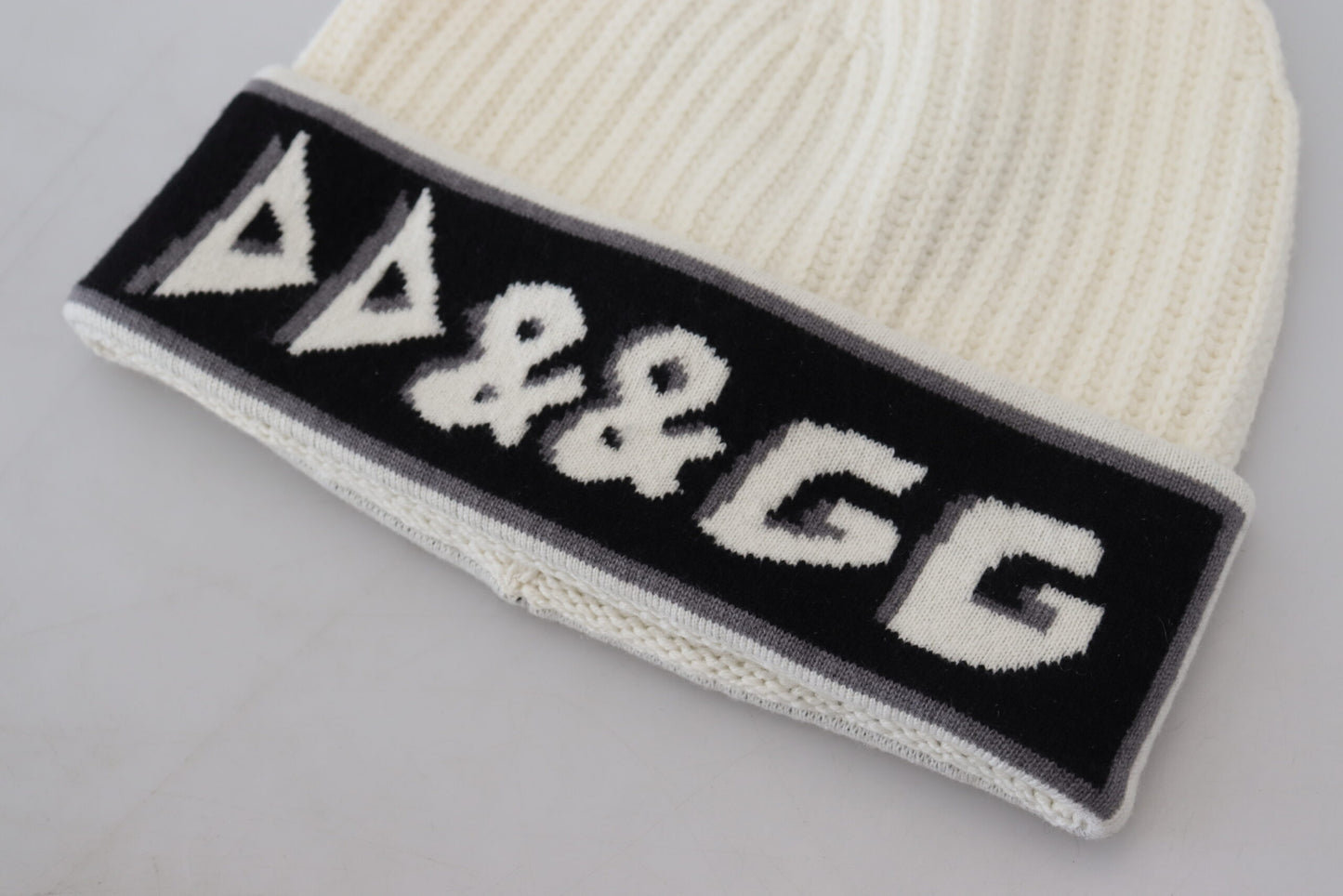 Dolce & Gabbana Elegant White Cashmere Beanie Hat