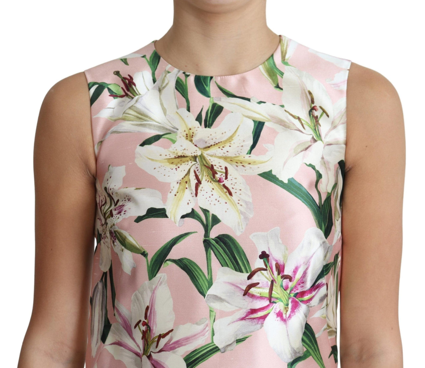 Dolce & Gabbana Floral A-Line Mini Silk Dress in Pink