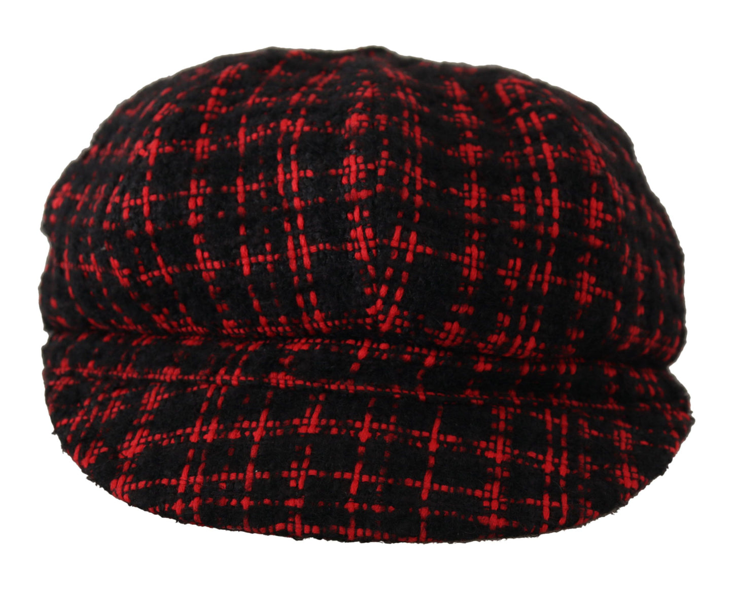 Dolce & Gabbana Elegant Tweed Newsboy Cap in Red & Black