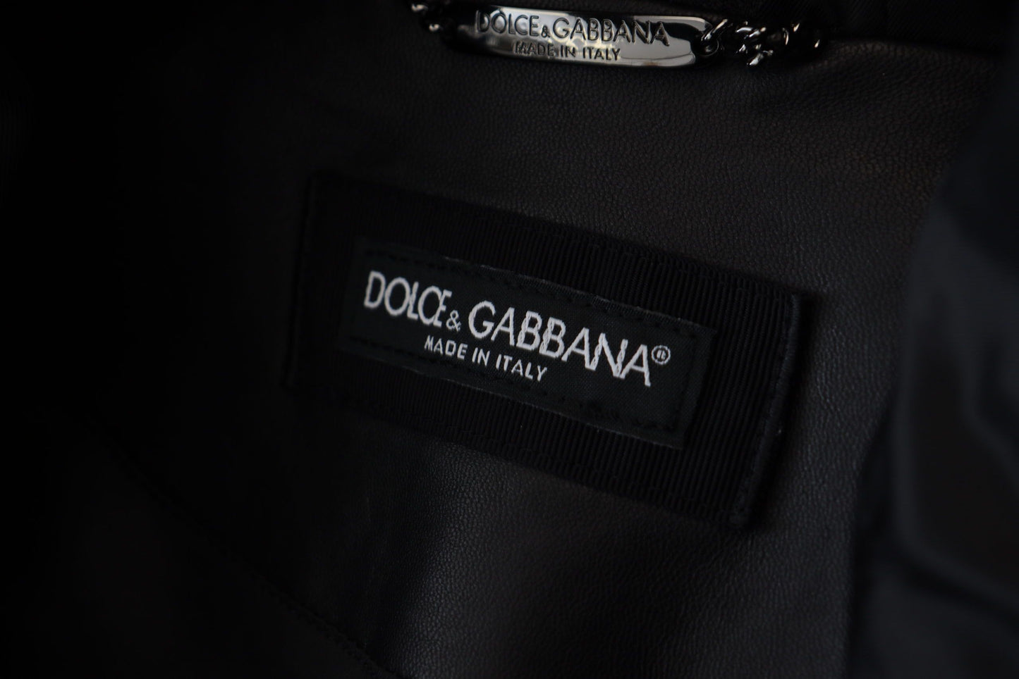 Dolce & Gabbana Sleek Black Leather Hooded Bomber Jacket