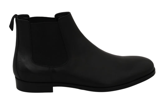 Dolce & Gabbana Elegant Black Derby Leather Boots