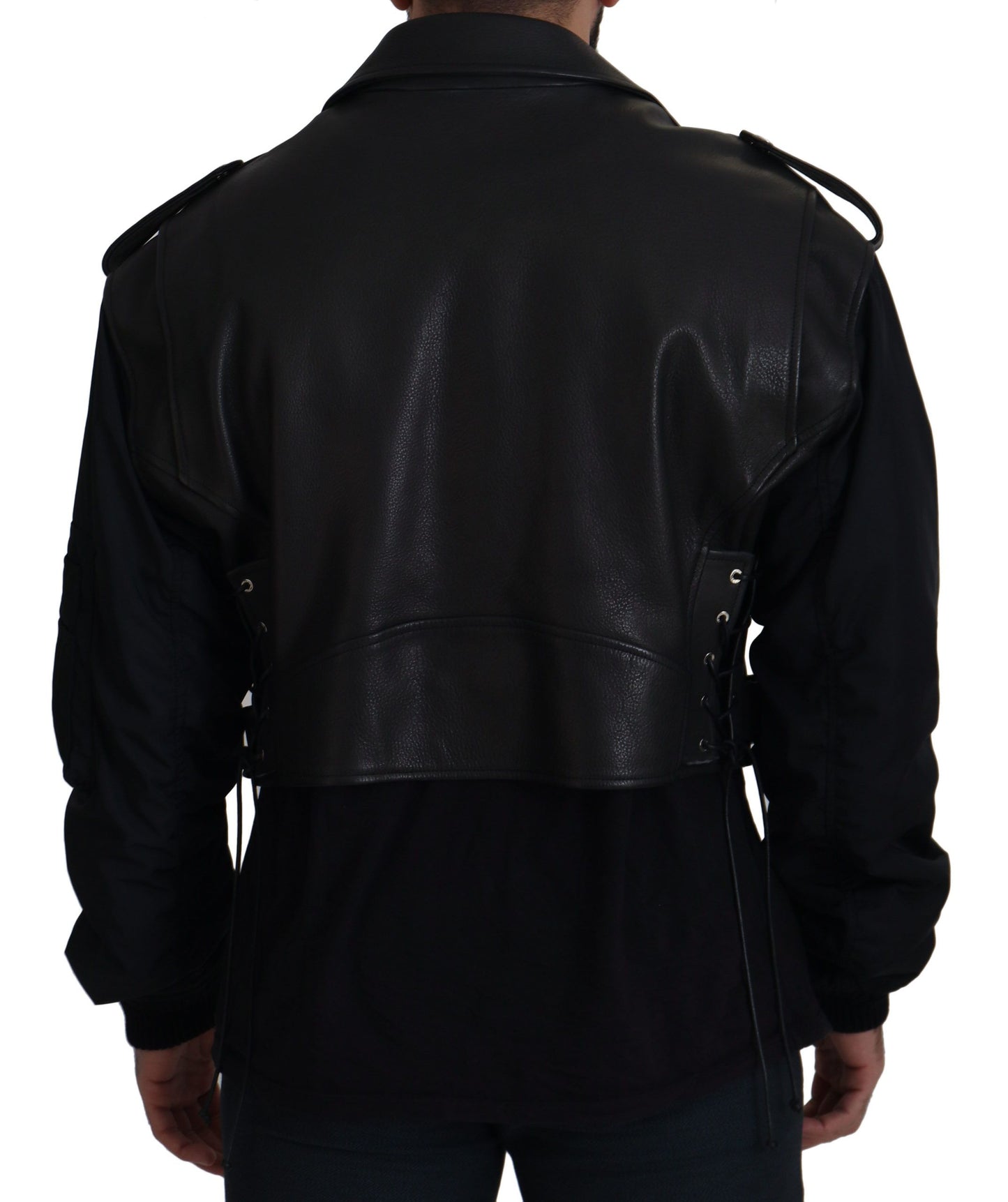 Dolce & Gabbana Black Polyester Biker Coat Zipper Jacket