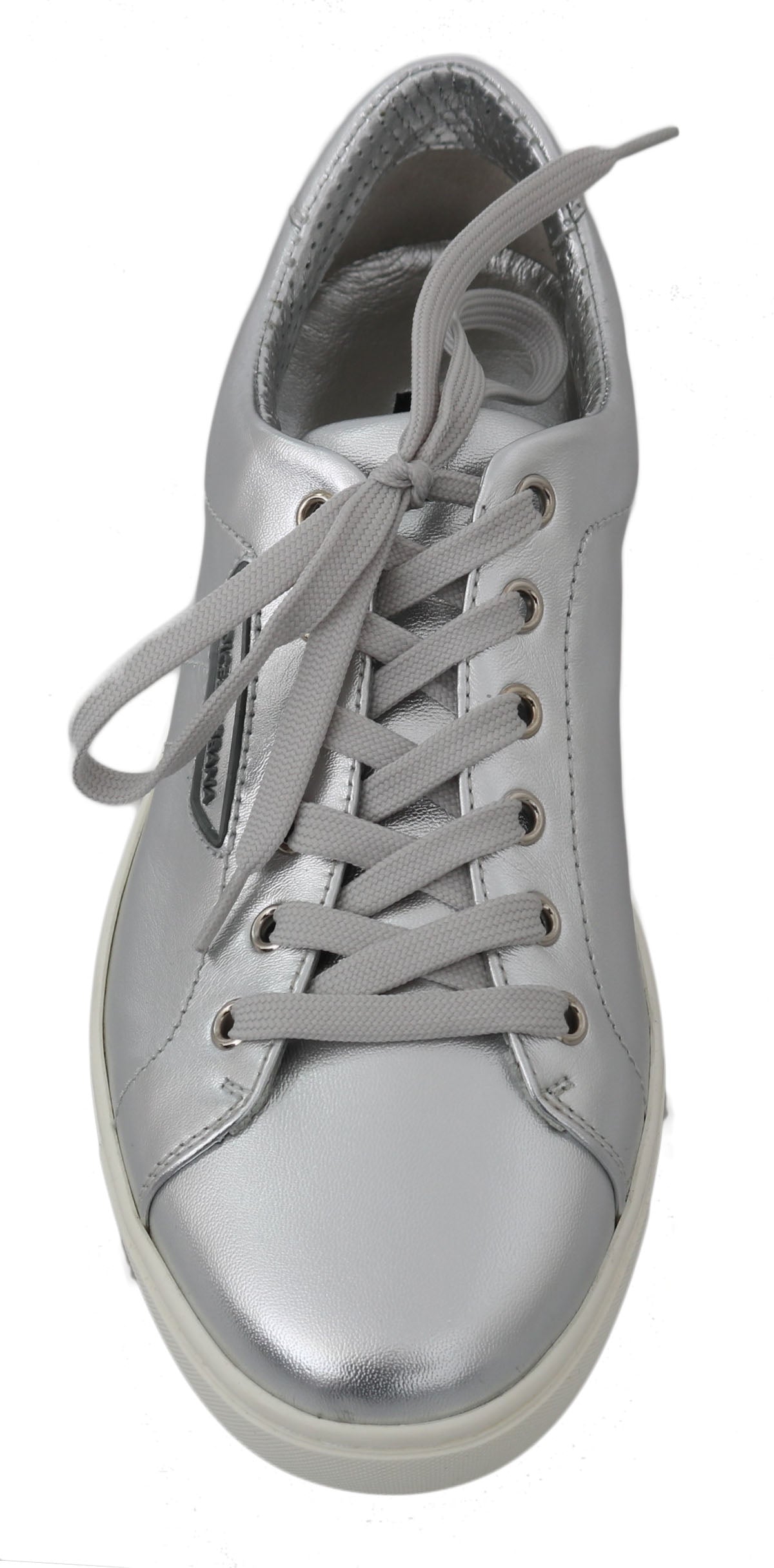 Dolce & Gabbana Elegant Metallic Silver Leather Sneakers