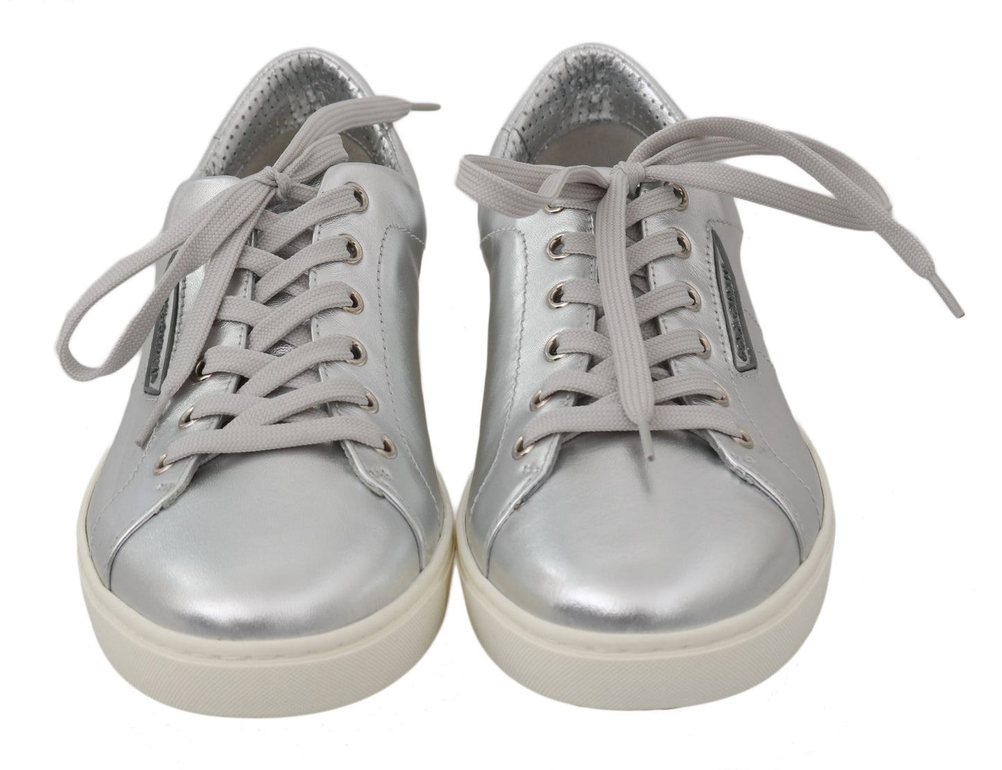 Dolce & Gabbana Elegant Metallic Silver Leather Sneakers