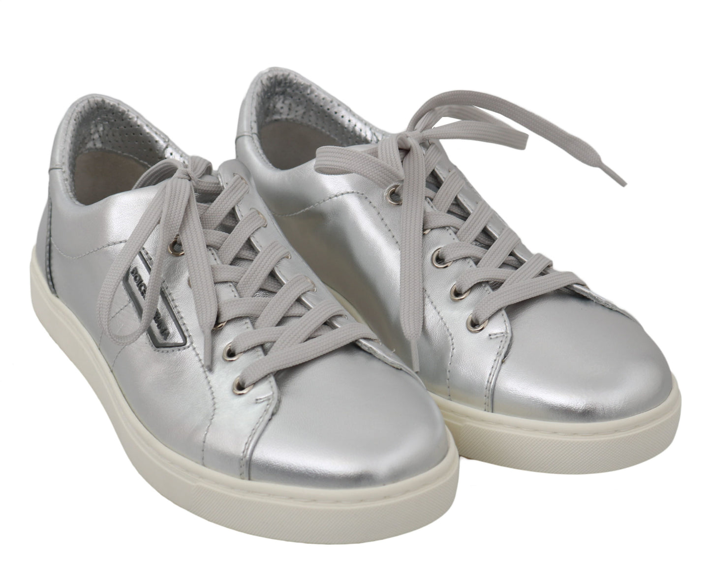 Dolce & Gabbana Elegant Metallic Silver Leather Sneakers