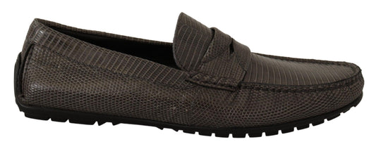 Dolce & Gabbana Elegant Lizard Leather Flat Loafers