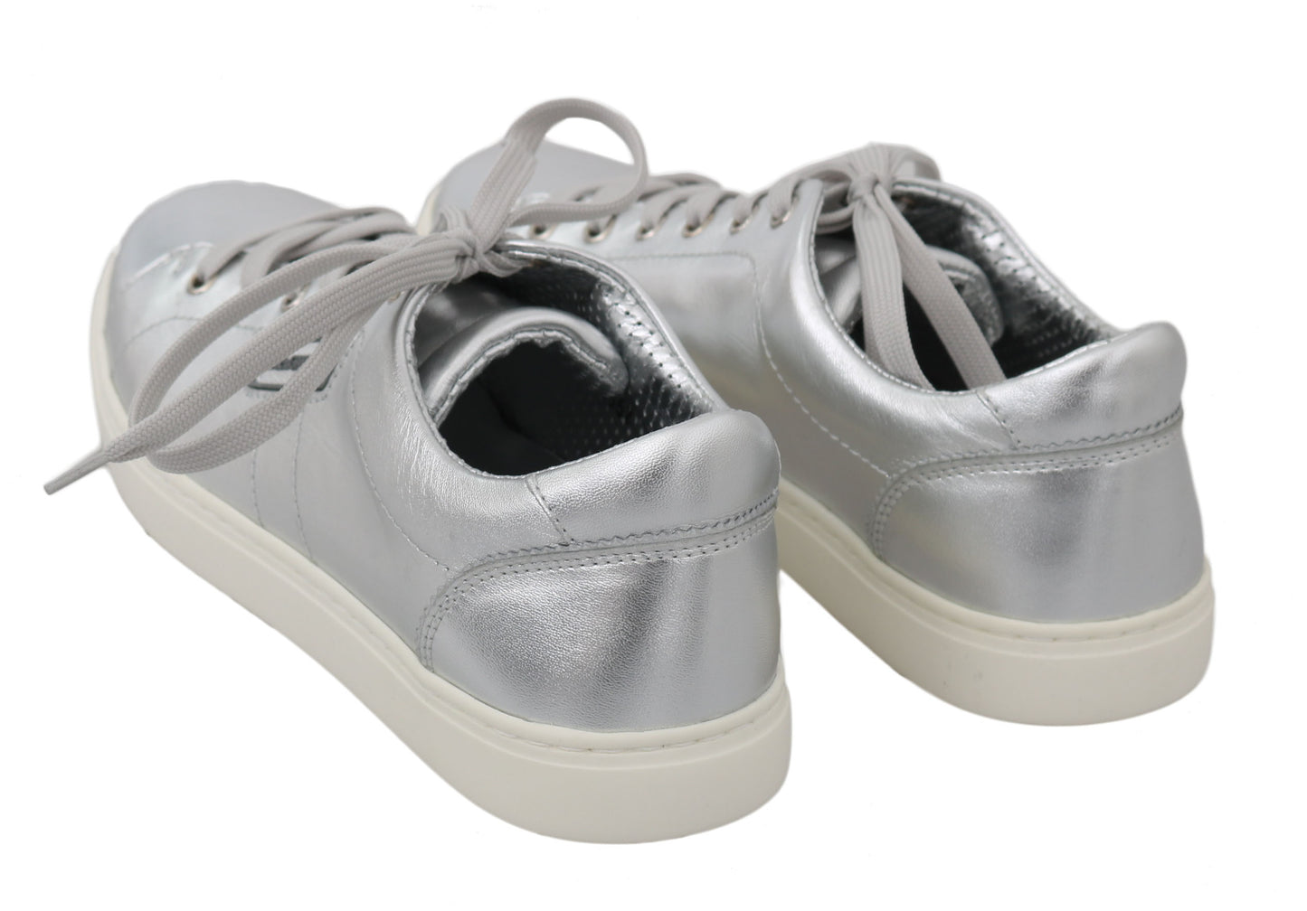 Dolce & Gabbana Elegant Metallic Silver Leather Sneakers