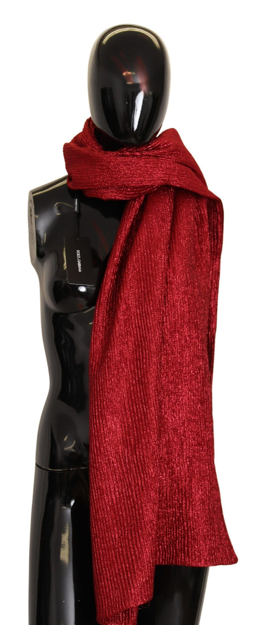 Dolce & Gabbana Elegant Metallic Red Wool Silk Scarf