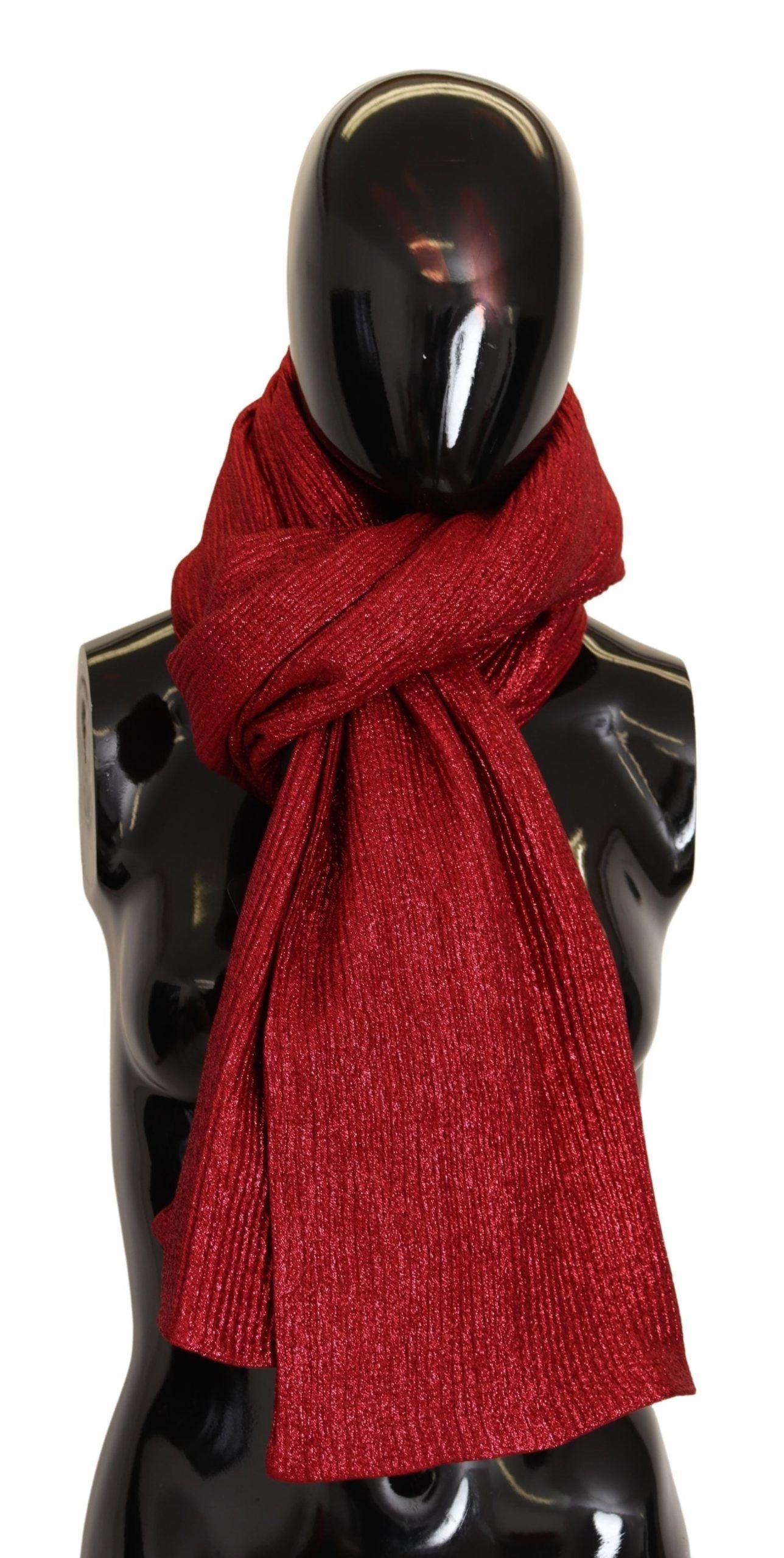 Dolce & Gabbana Elegant Metallic Red Wool Silk Scarf