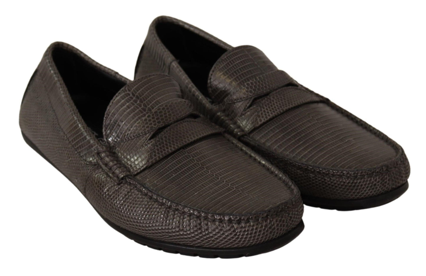 Dolce & Gabbana Elegant Lizard Leather Flat Loafers