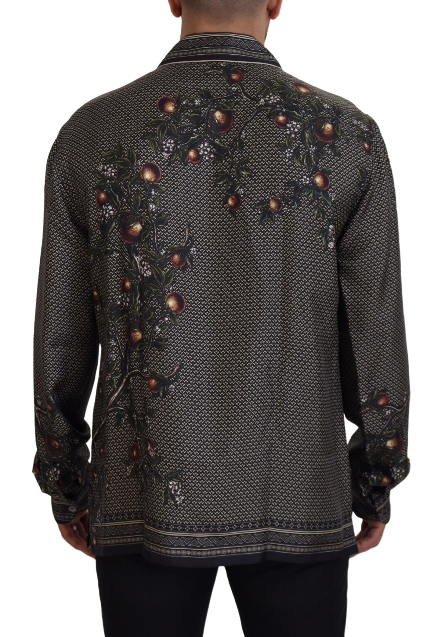 Dolce & Gabbana Chic Ostrich Print Silk Pajama Shirt