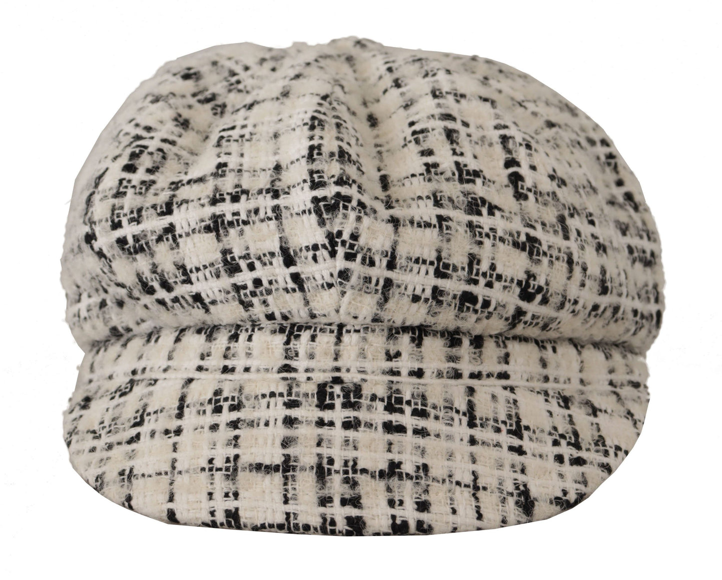 Dolce & Gabbana Elegant Tweed Newsboy Cap with DG Logo Plaque