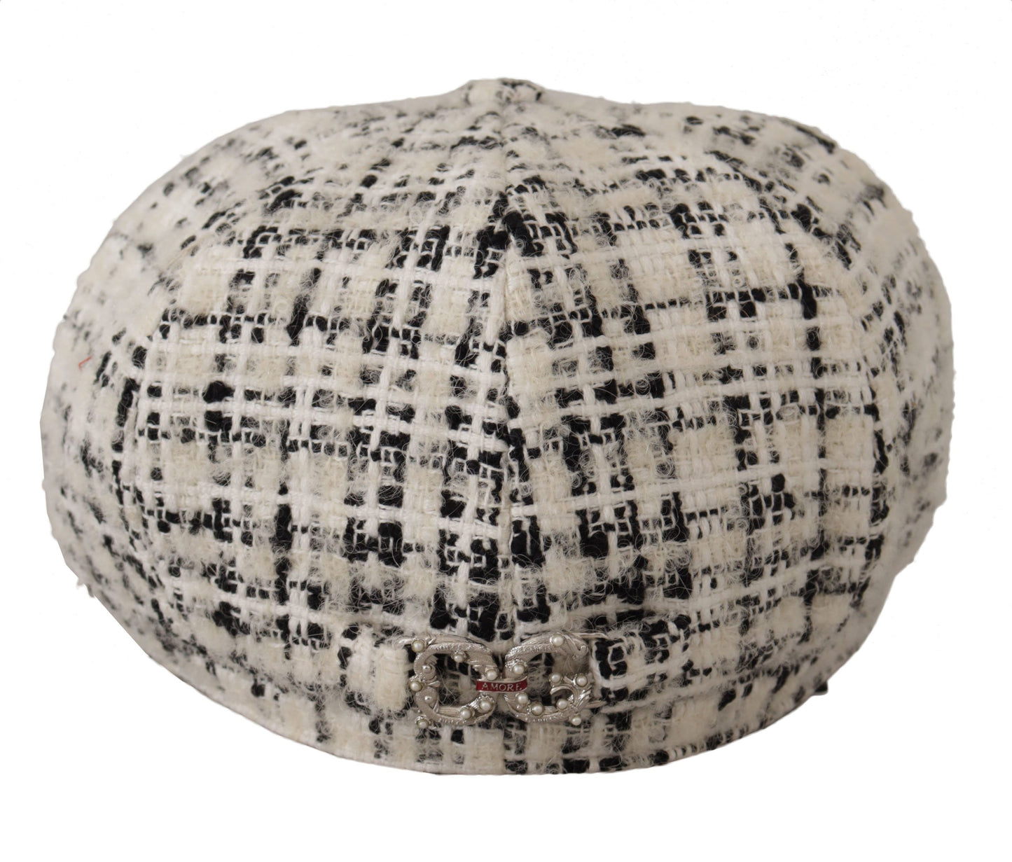 Dolce & Gabbana Elegant Tweed Newsboy Cap with DG Logo Plaque