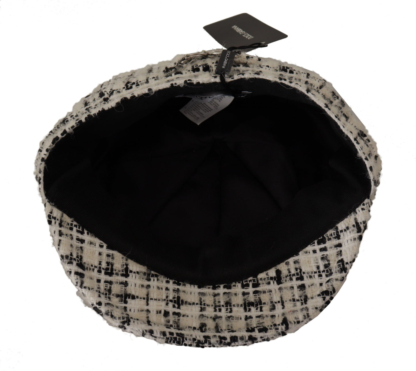 Dolce & Gabbana Elegant Tweed Newsboy Cap with DG Logo Plaque