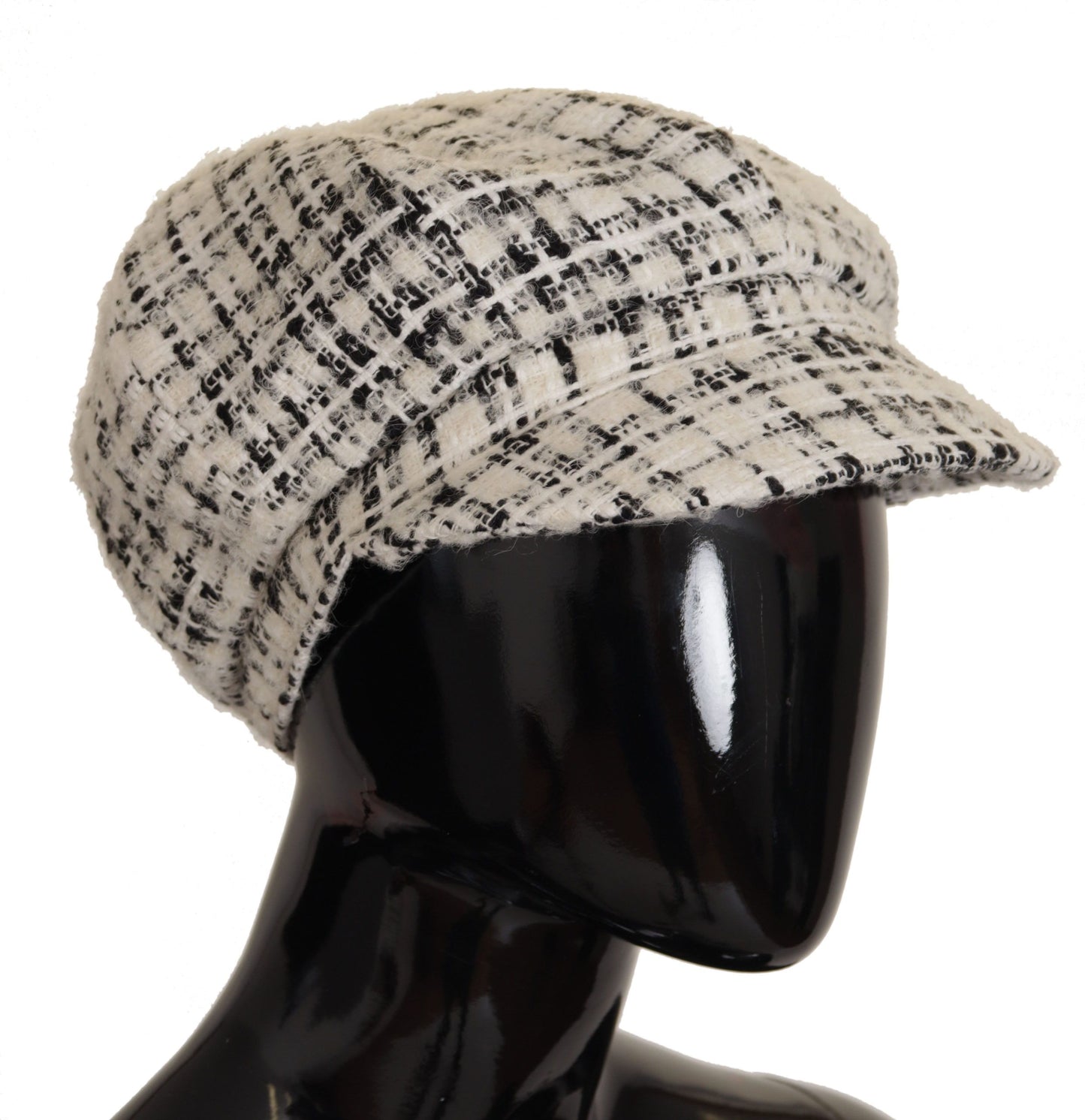 Dolce & Gabbana Elegant Tweed Newsboy Cap with DG Logo Plaque