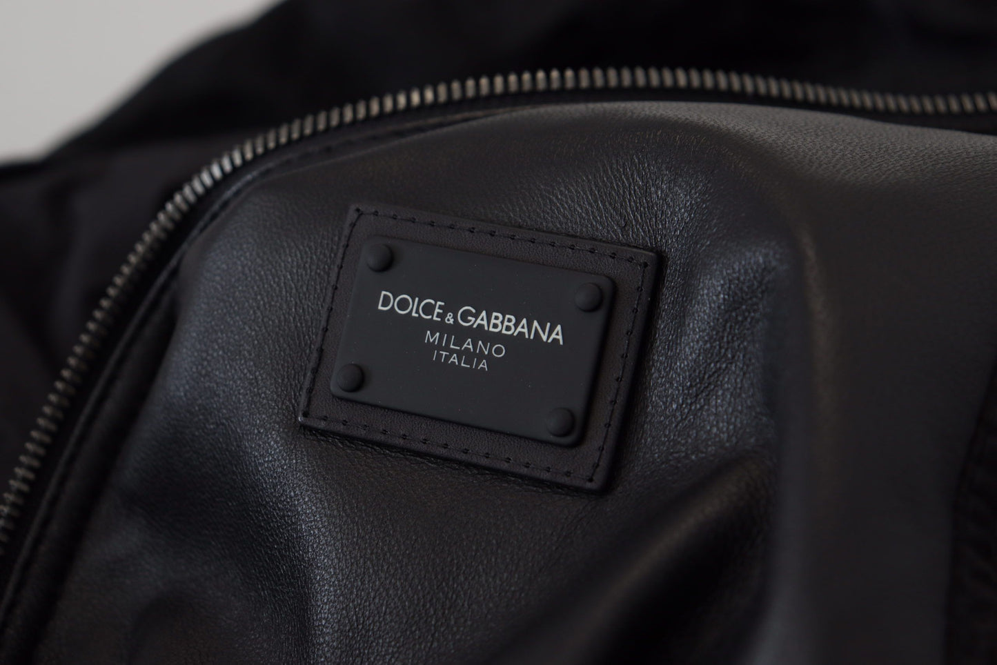 Dolce & Gabbana Sleek Leather Hooded Bomber Jacket