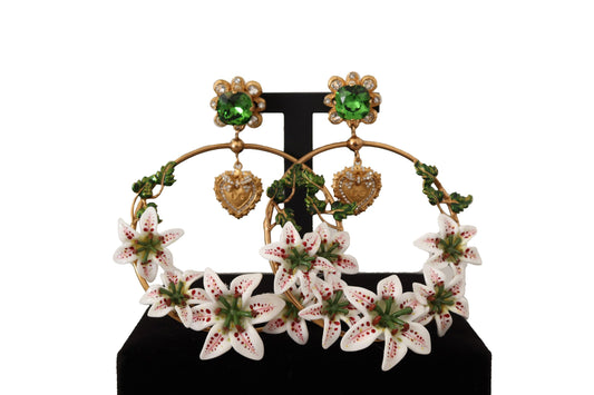 Dolce & Gabbana Elegant Gold-Tone Crystal Hoop Earrings