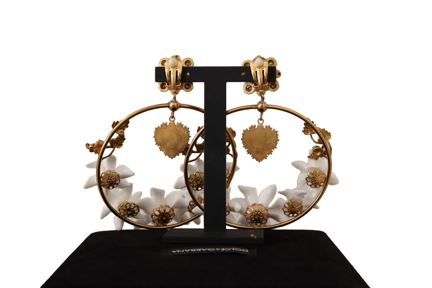 Dolce & Gabbana Elegant Gold-Tone Crystal Hoop Earrings