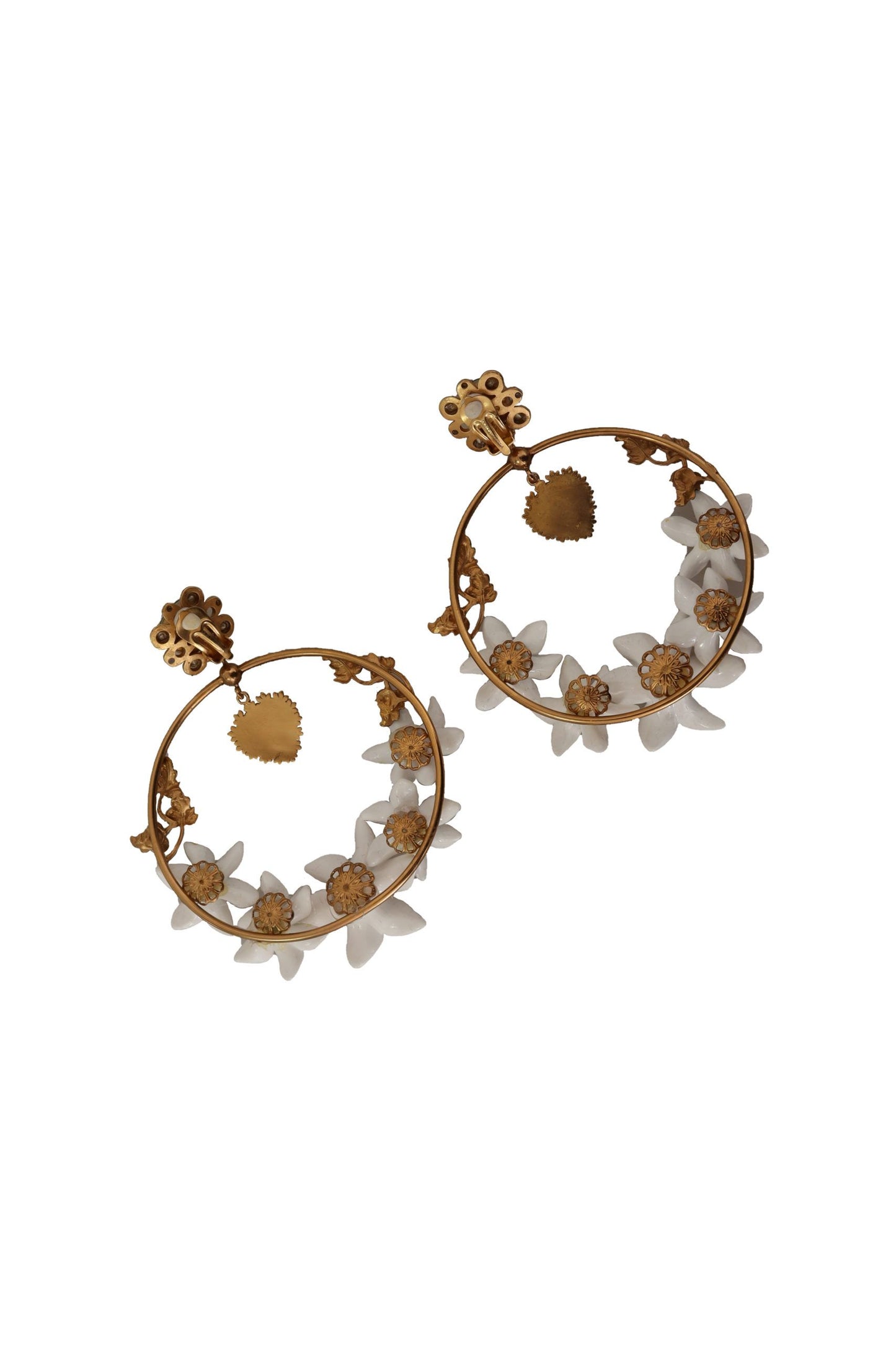 Dolce & Gabbana Elegant Gold-Tone Crystal Hoop Earrings