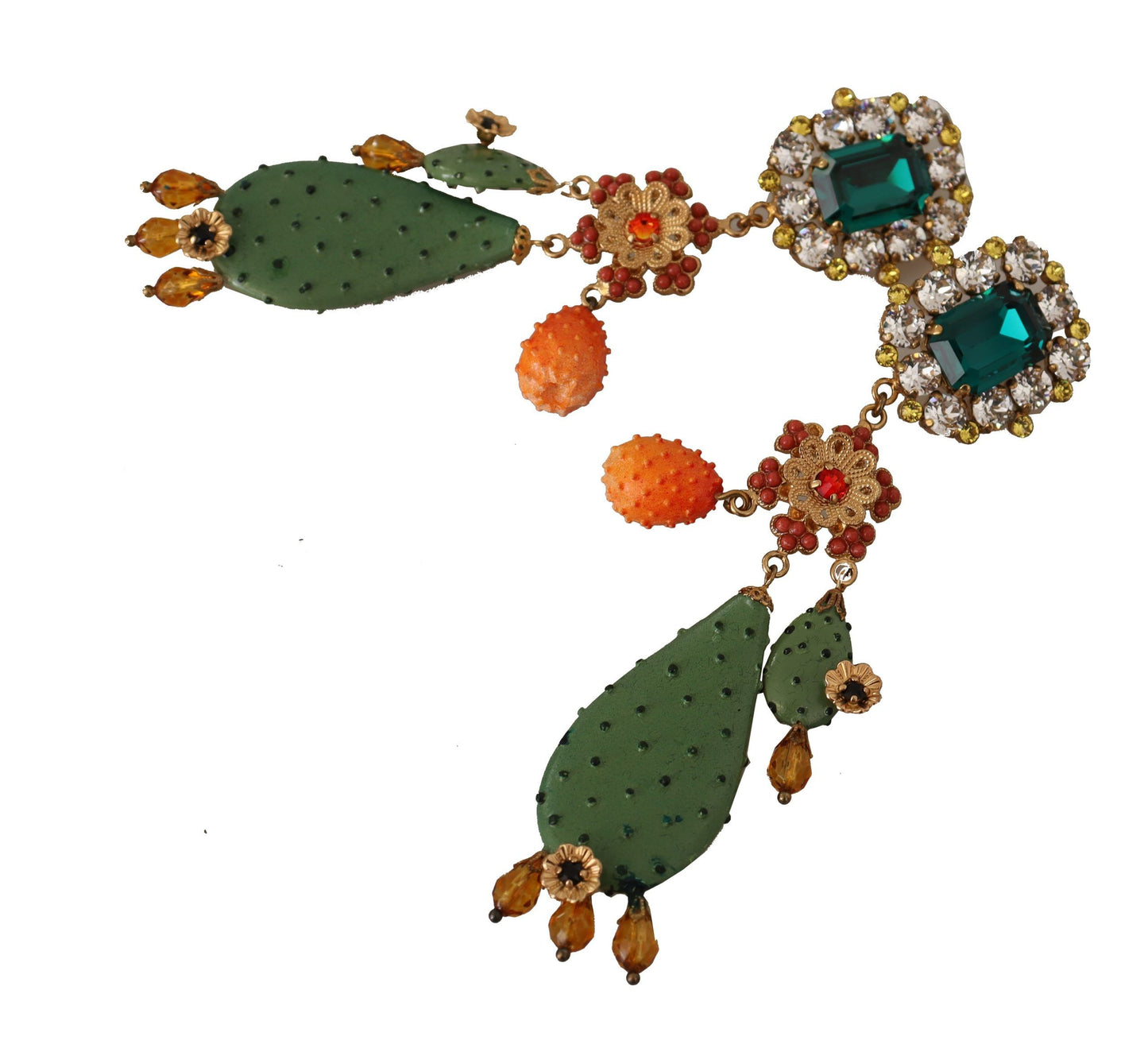 Dolce & Gabbana Elegant Floral Cactus Drop Clip-On Earrings